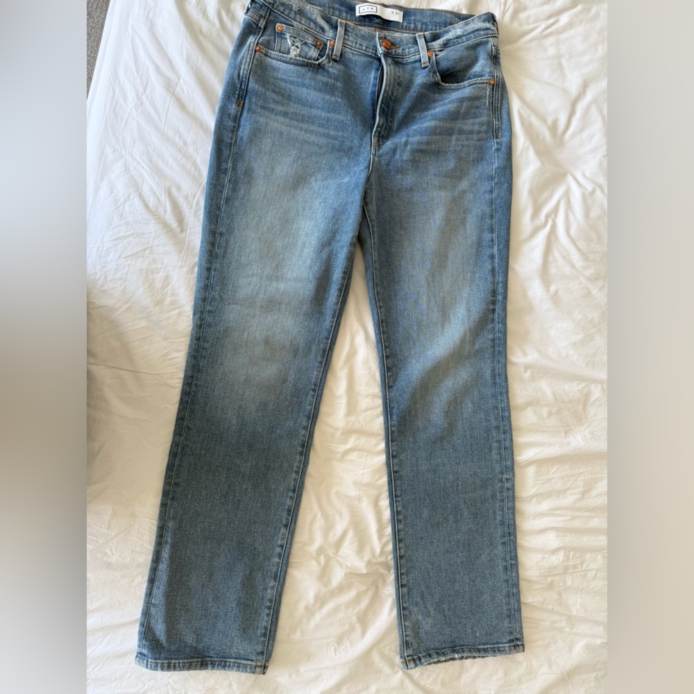 AYR Jeans The Sugar Straight Leg High Rise Slim Bootcut Medium Wash 31